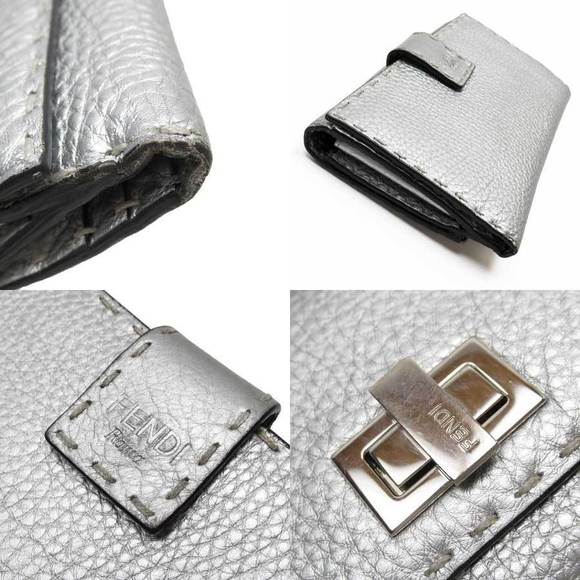 Fendi Leather Bifold Long Wallet Selleria Silver - Picture 5 of 6